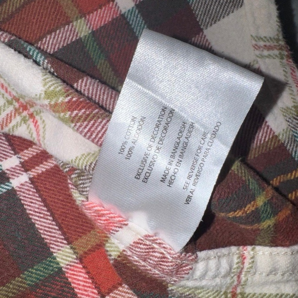 Eddie Bauer Flannel Shirt Mens Medium Red Plaid Button Down‎ Cotton Long Sleeve - Picture 7 of 10